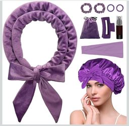 Heatless Curls Overnight Headband,Hair Curlers to Sleep in,No Heat Blowout Rods for Long Hair with Bonnet Sleepy Tie