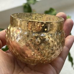 50 Rose Champange Gold Mercury Glass Votive Holder 2in w/ Tea light Candles