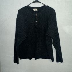 J Crew Sweater Women’s XL Black Buttons Lambswool Casual Soft