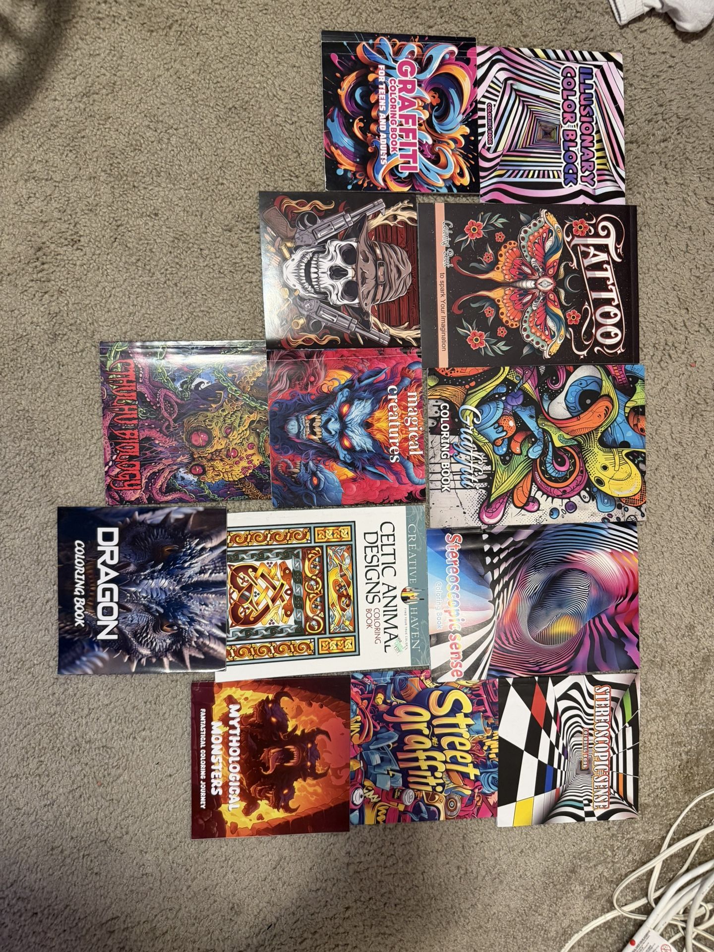 Adult Coloring Books 13 Total W/ Stores/Carrying Case