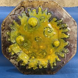 Vintage Stunning Hand Blown Hexagonal Plate With Raised Bubbles