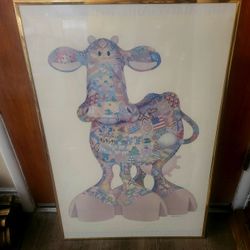Vintage Stewart Moskowitz 1977 24"x36" Quilted Cow Poster 