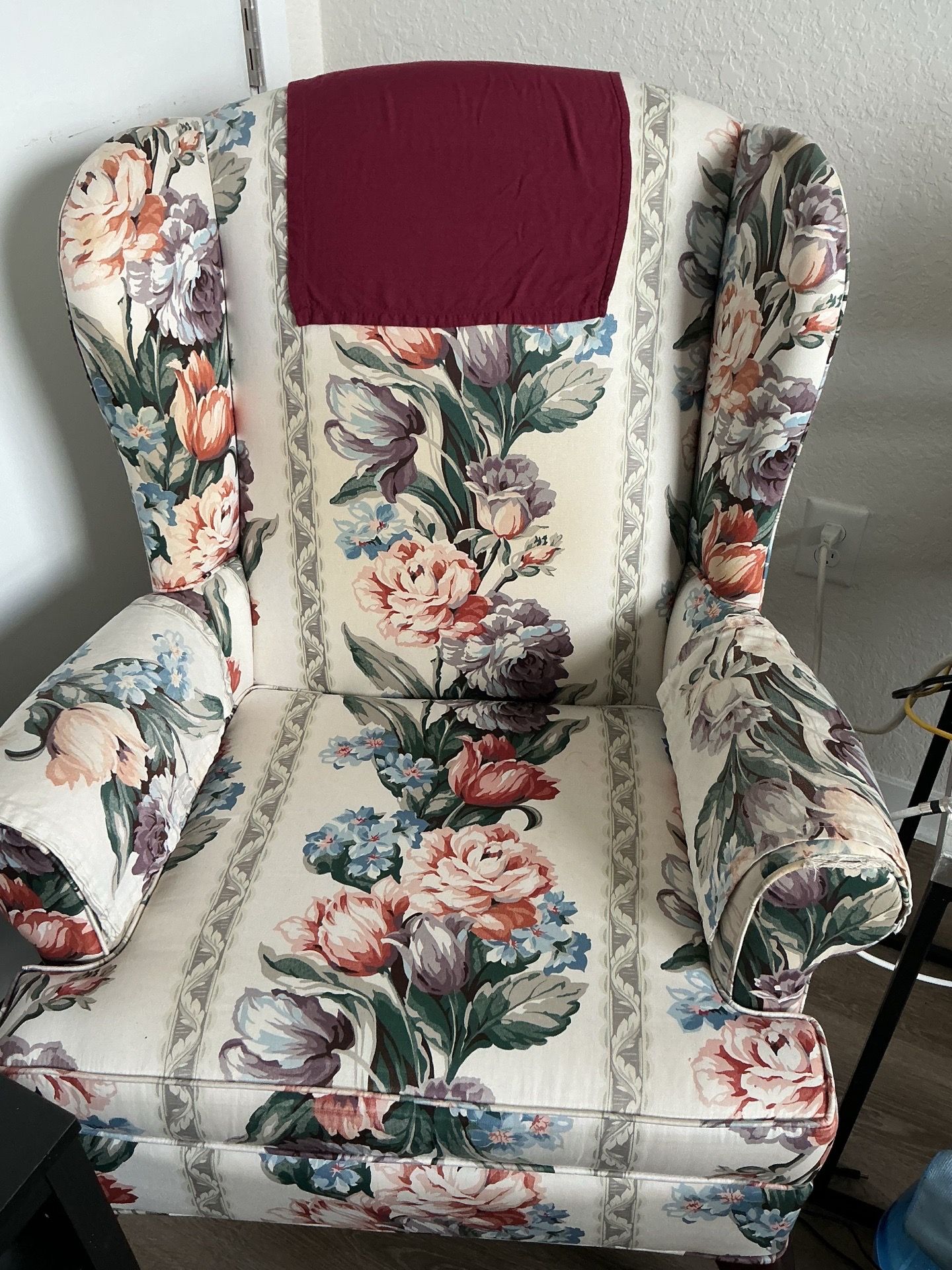 Floral Wingback Armchair with Ottoman $50/OBO