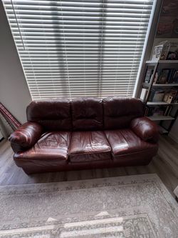 Red Real Leather Couch
