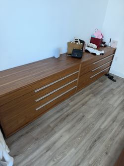 Modani Veneto set of 2 Modern Walnut 6-Drawer Dressers