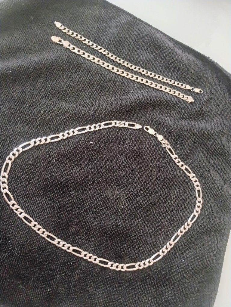 925 Silver Diamond Cut Chain And Bracelets