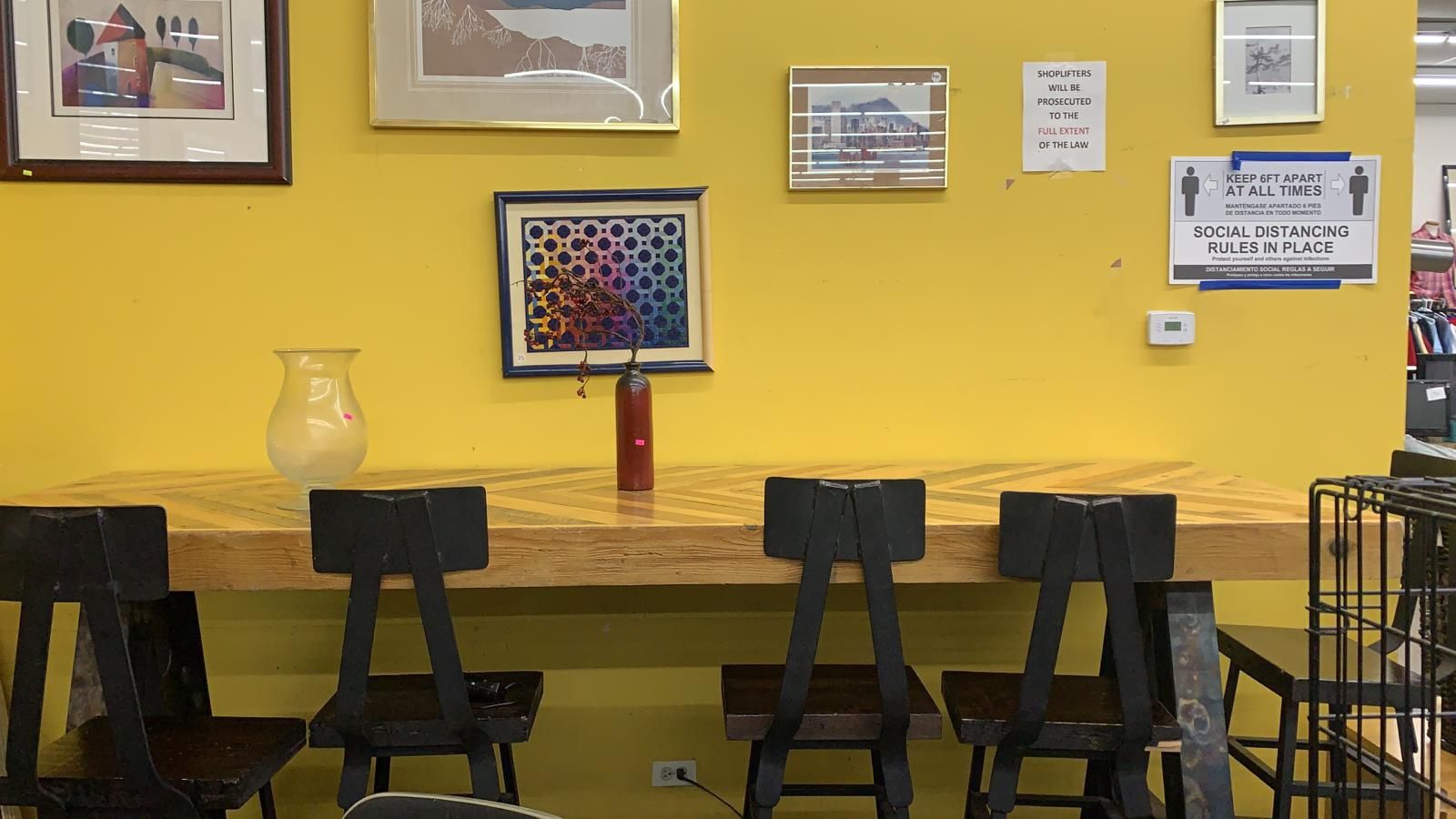 Custom built high Top table with iron chairs