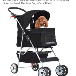 FDW Pet Stroller 4-Wheel Dog Cat Stroller