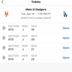 Dodgers Tickets (4 Tickets) 160