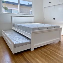 New Full Bed With Trundle And Mattresses 