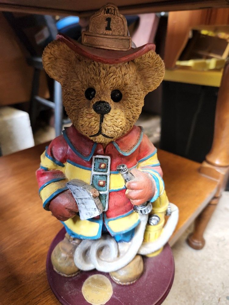 Fireman Bear Figurine Good Shape