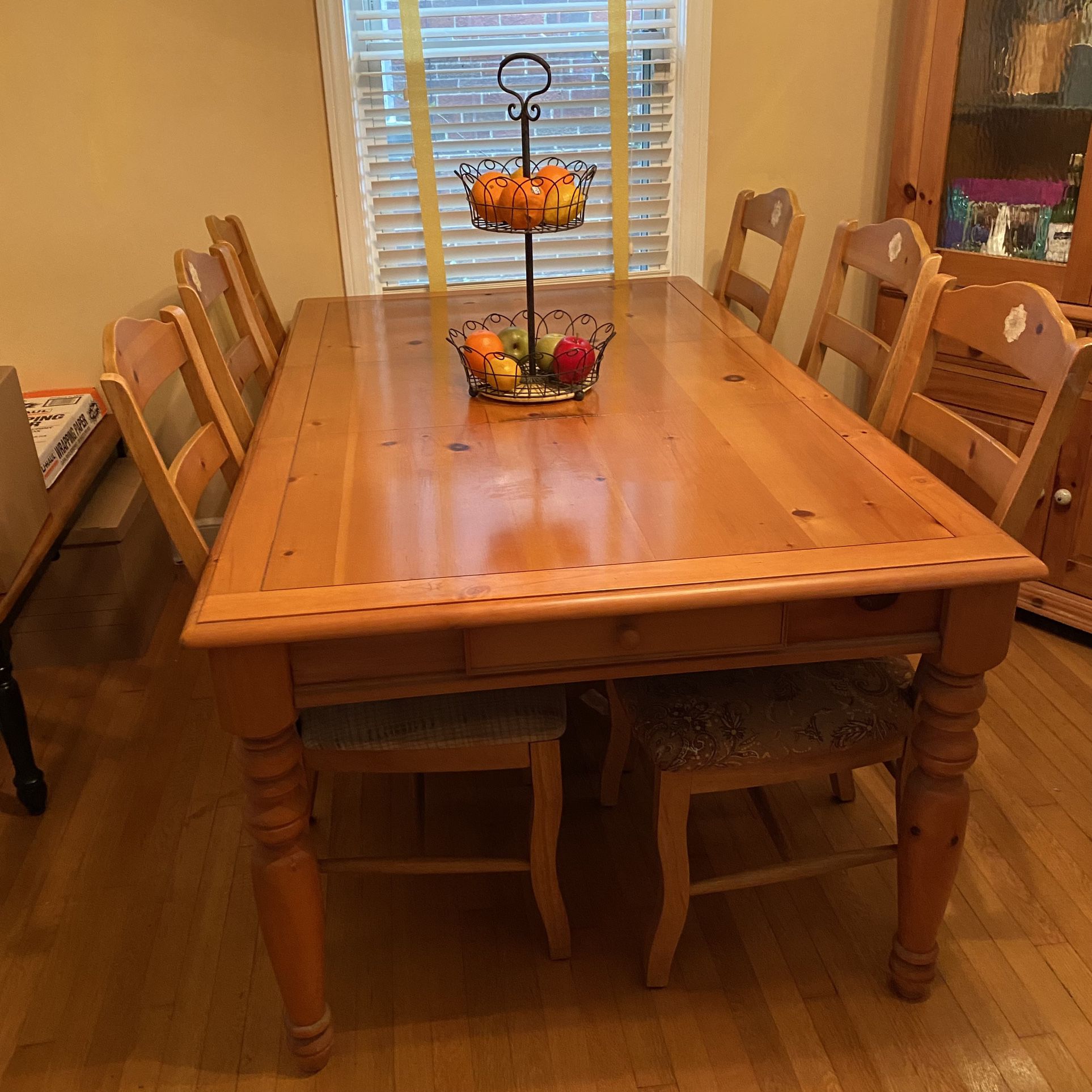 Dining Room Table Solid Wood 6 Chairs  1  Leaf