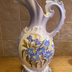 Vintage hand painted ceramic pitcher 1965
