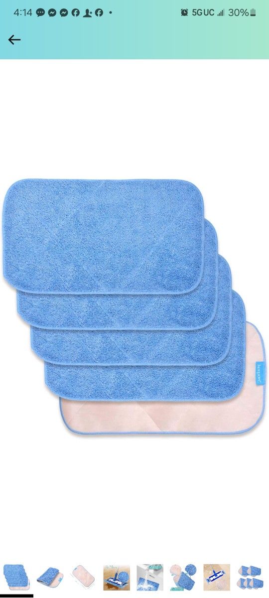 KEEPOW Microfiber Mop Cloth Refills Compatible with MR.SIGA Professional Microfiber Mop, Double Side use, Wet & Dry Mopping, Pack of 5