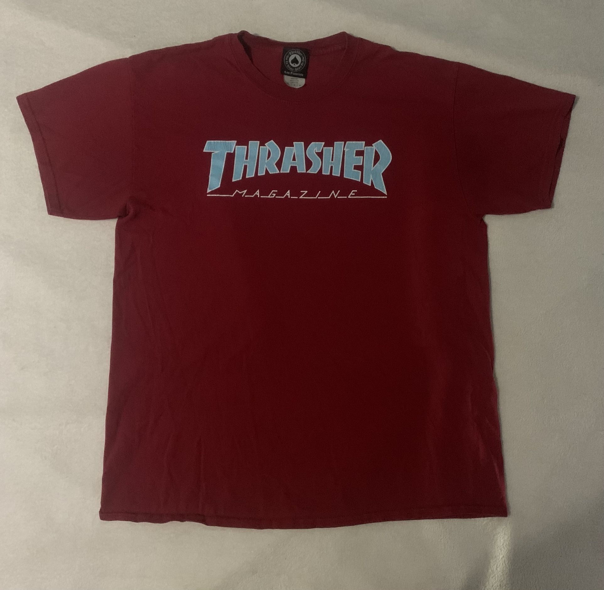 Thrasher Distressed Outlined T-Shirt Cardinal Red Size Large