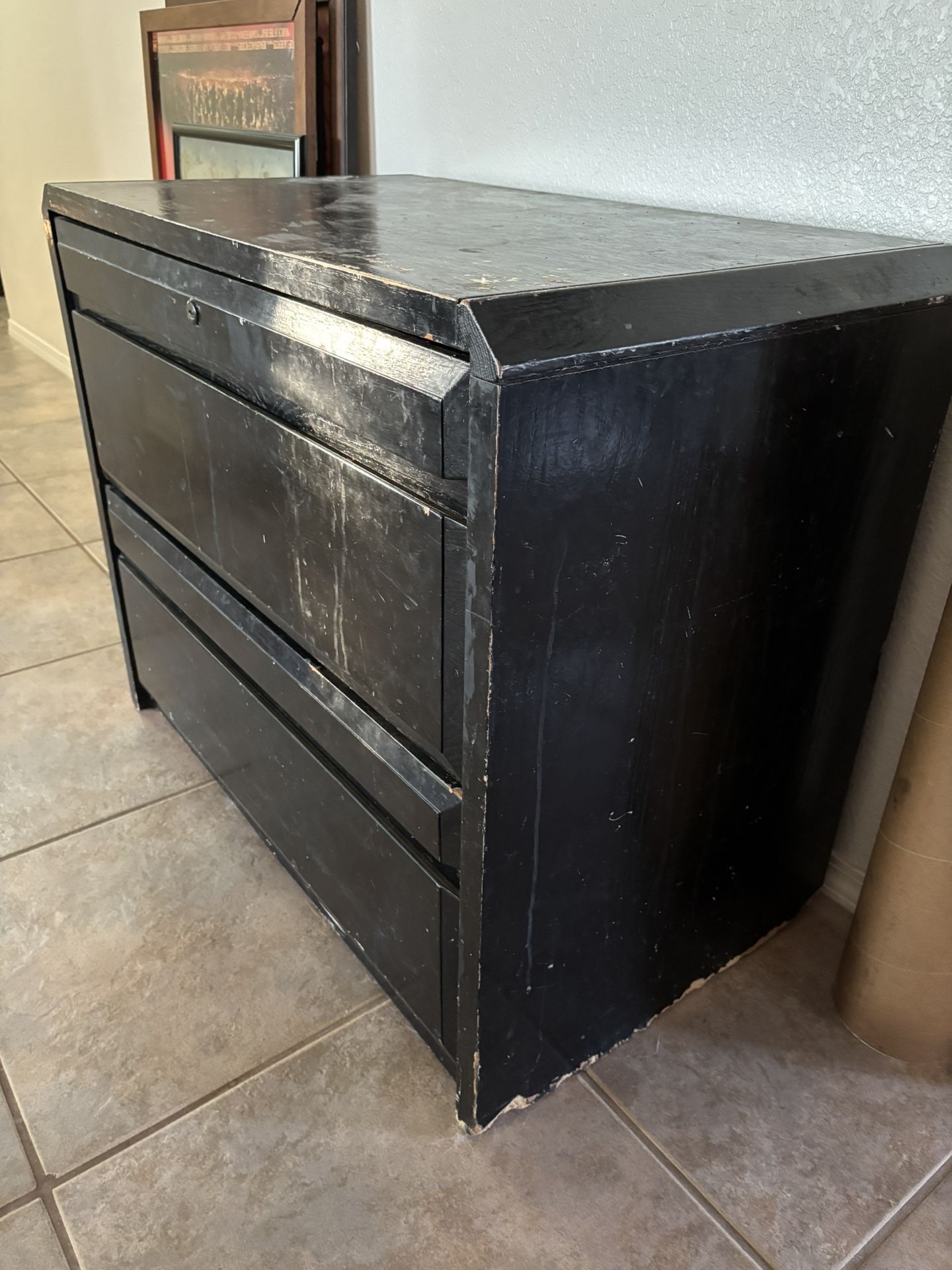 Solid Wood Two Drawer Filing Cabinet