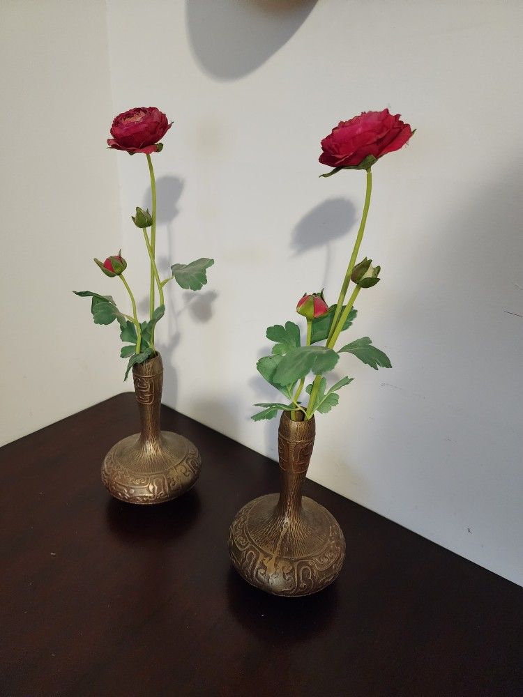 Beautiful Matching Solid Brass Vases