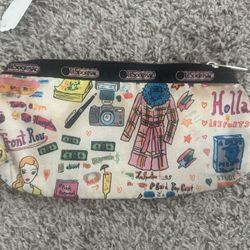 LeSportsac White Multicolor Zipper Cosmetic Pouch Bag