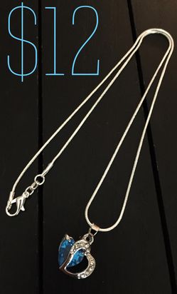 20” 925 Silver Plated Necklace with Aqua Blue Heart Charm