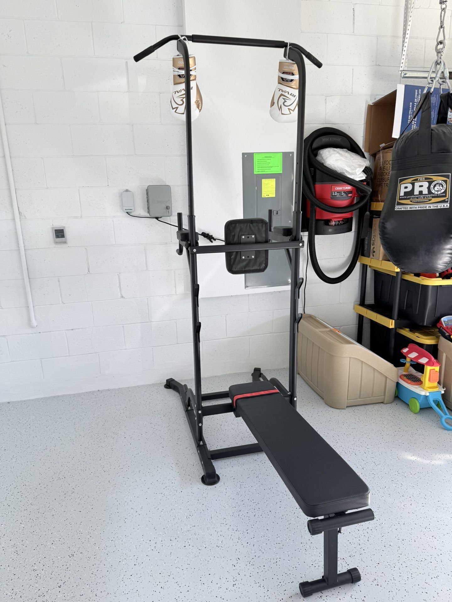 Pull Up Bar, Dip Station And Bench
