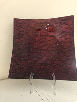 Decorative red glass candle holders