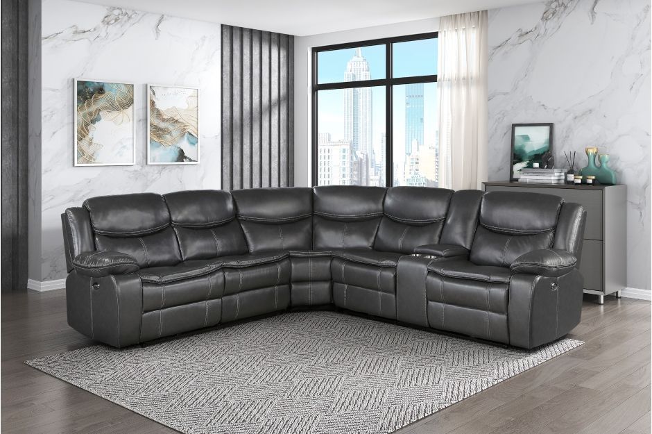3 PIECE GREY POWER RECLINING SECTIONAL 100 DAYS SAME AS CASH NO CREDIT NEEDED