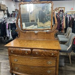 Antique Victorian Dresser With Vanity Mirror 