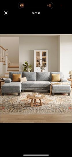 TROMIRY 112" U-Shaped Sectional Sofa - Light Grey Chenille, Brand New, Used 1 Day