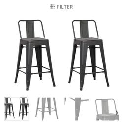 Steel Stool Matte  Black 2 PCs Set