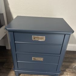 Blue 2 Drawer Nightstand 