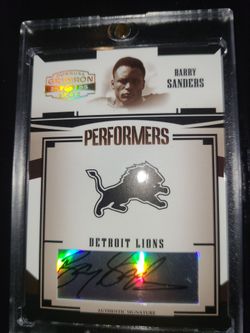 Barry Sanders Lions 2005 Donruss Gridiron Gear Lmt. Ed. Signed Football Card /25