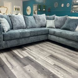2PC GREY VELVET SECTIONAL SALE🔥🔥🔥