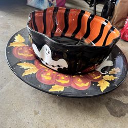 Halloween Porcelain Tray and Bowl