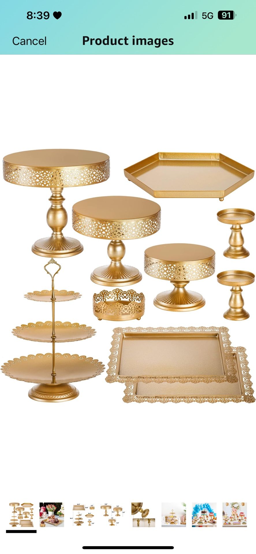 10 Pieces Gold Cake Stand, Metal