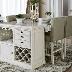 Brand New Antique White & Grey 5pc Counter Height Dining Table Set 