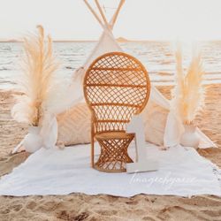 Kids Boho/ peacock/ rattan chair $175