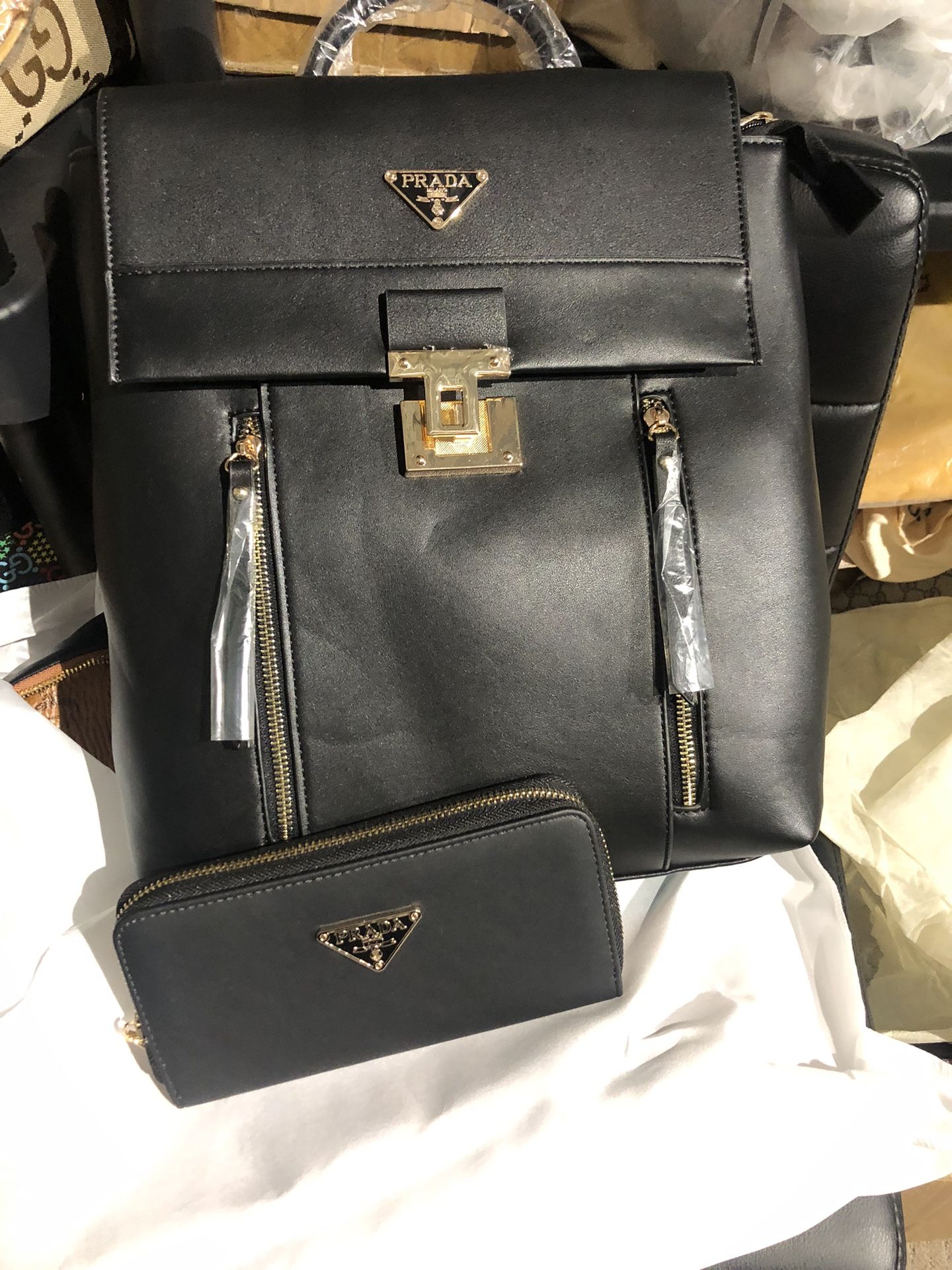 Black Backpack And Wallet