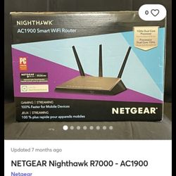Netgear R7000 Nighthawk AC1900 Smart Wi-Fi Router