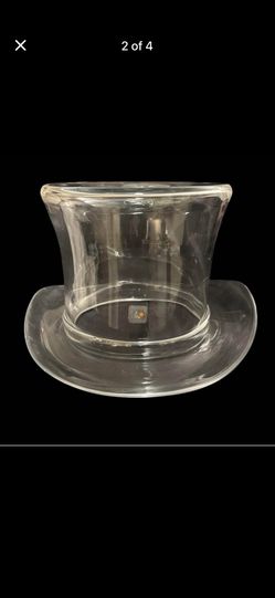 Vintage Blenko Clear Glass Hat Ice Bucket, Vase 8 Inch