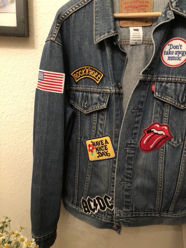Customized Vintage Levi denim jacket w/ patches / rock band patches for ...