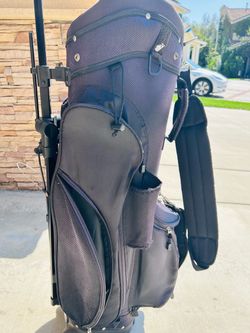 Black Golf Stand Bag with Cart Attachment