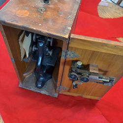 Antique Microscope With Wood Case  