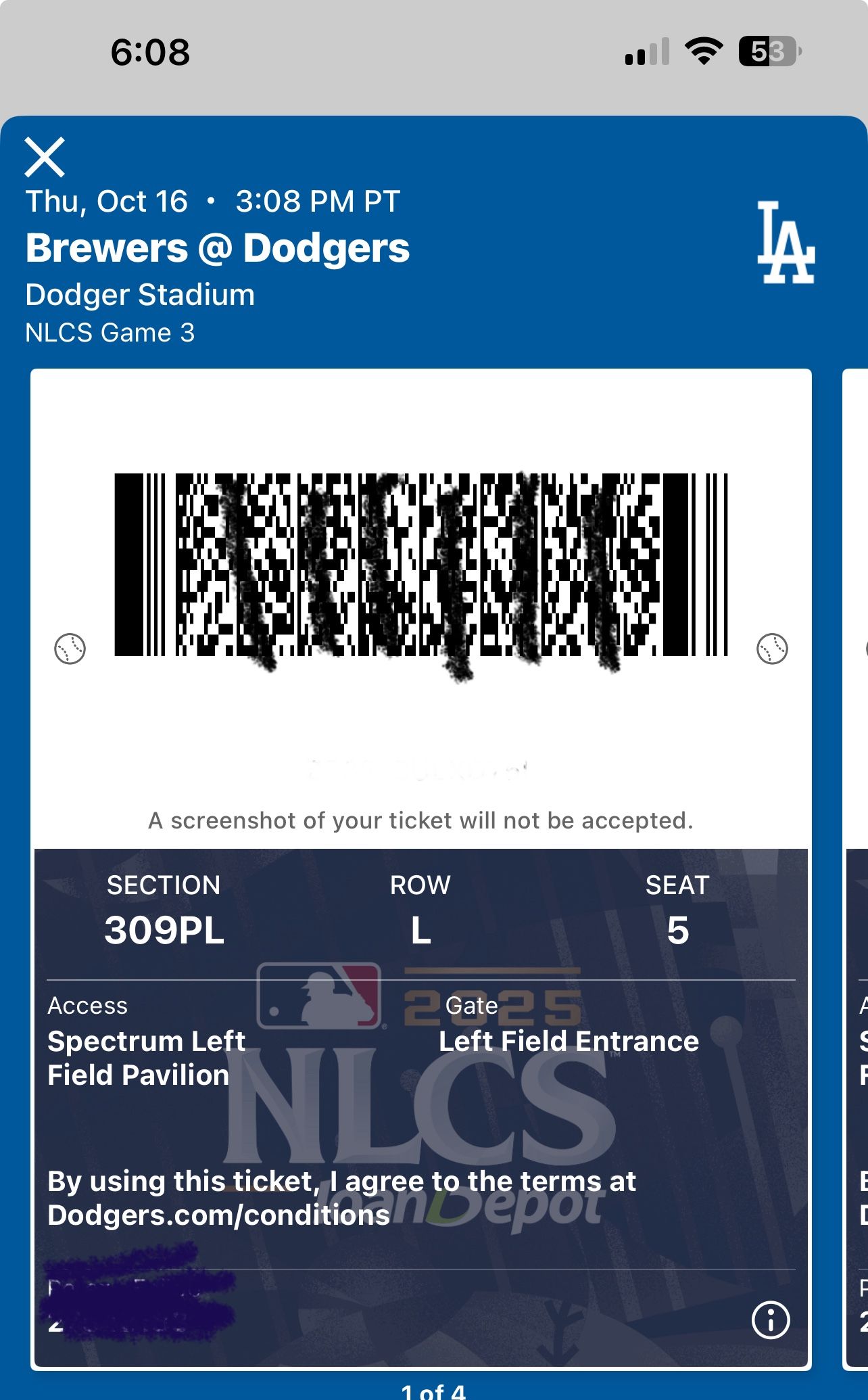 DODGERS NLCS tickets