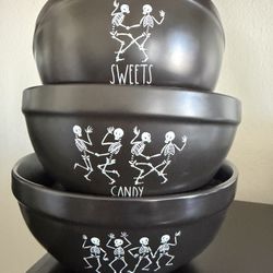 Rae Dunn Halloween Dancing Skeletons Bowls