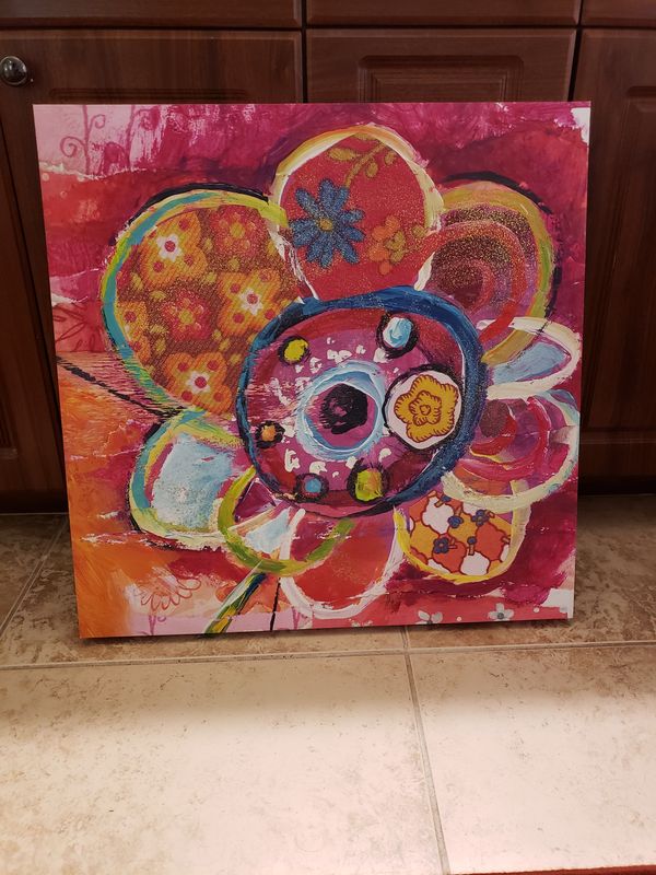 Bright Color Flower Canvas Wall Art For In North Port Fl Offerup Bright Color Flower Canvas Wall Art
