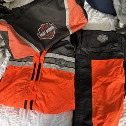 Harley-Davidson Riding Gear Set XL Jacket & Pants + HD Duffle Bag | Hi-Vis Orange 