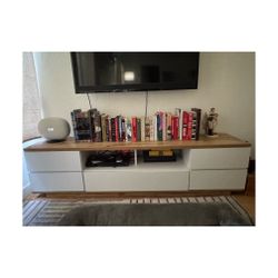 Modern White & Wood TV Stand / Media Console - 71”