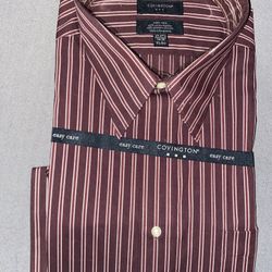 Steven Land Burgundy Striped 3 IN 1 French Cuff Dress Shirt