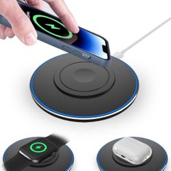 Brand: OiDiPi 3 in 1 Wireless Charging Pad for iPhone 15 14 13 12 Series, Travel Portable 5W Charger Station for Apple iWatch, Airpods3/2/Pro, 15W Max