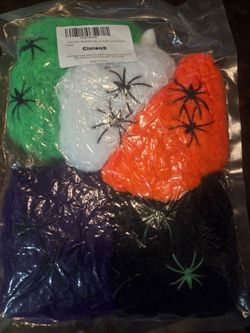 5pcs Halloween Haunted House Bar Decoration Supplies Cobweb Spider With Small Spider